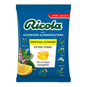 Ricola Menthol-Zitrone-Bonbons extra stark ohne Zucker