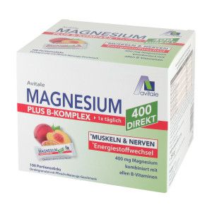 Magnesium 400 + B-Komplex direkt Pfirsich-Maracuja-Granulat