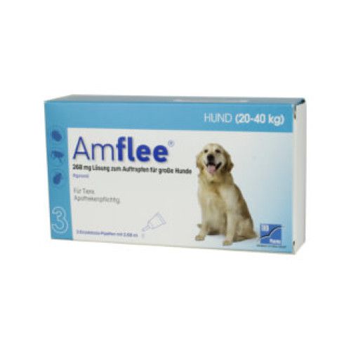 Amflee 268 mg Lösung zum Auftropfen für Große Hunde 3 St Flöhe