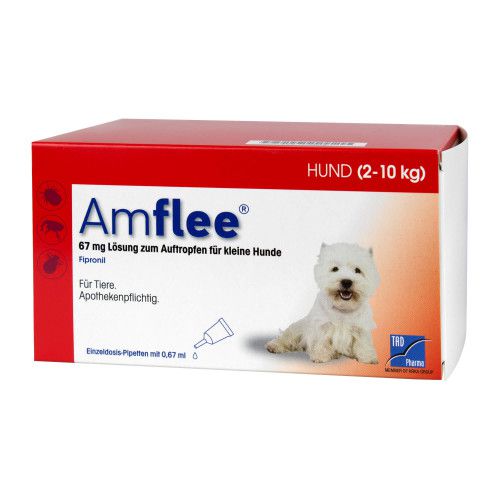 Amflee 67 mg Lösung zum Auftropfen für Kleine Hunde 3 St Flöhe
